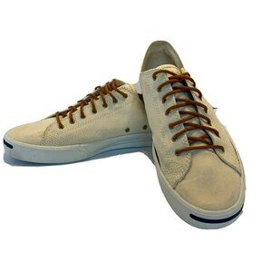Converse Jack Purcell Unisex Cream Canvas Lace Up Casual Shoes-9 Men/10.5 Womens